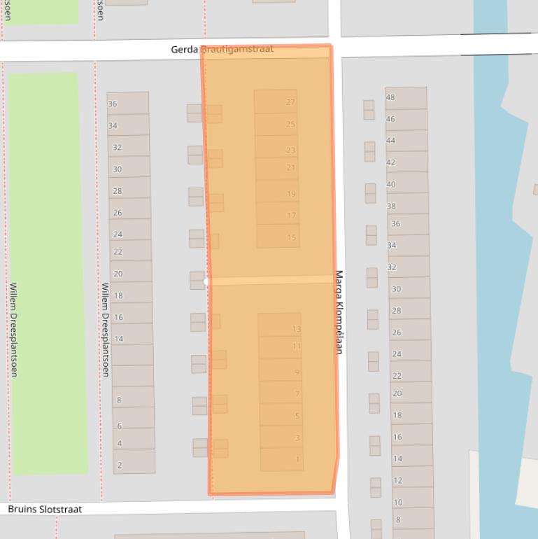 Kaart van postcodegebied 1067TT.