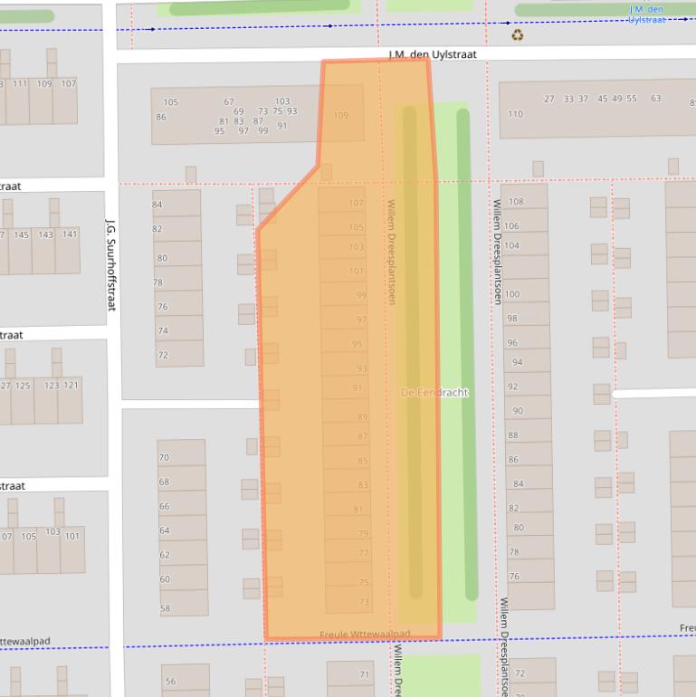 Kaart van postcodegebied 1067VG.