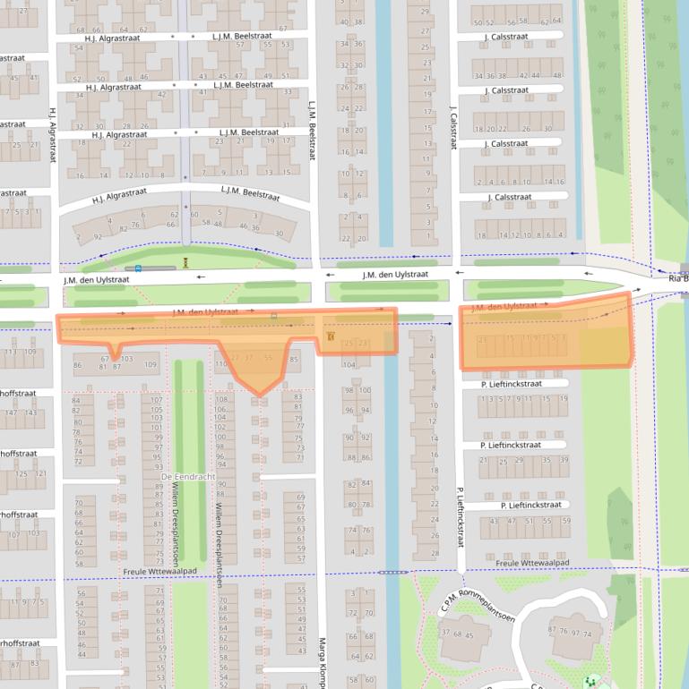 Kaart van postcodegebied 1067VZ.