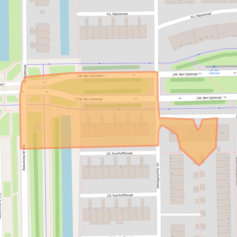 Kaart van postcodegebied 1067WB.
