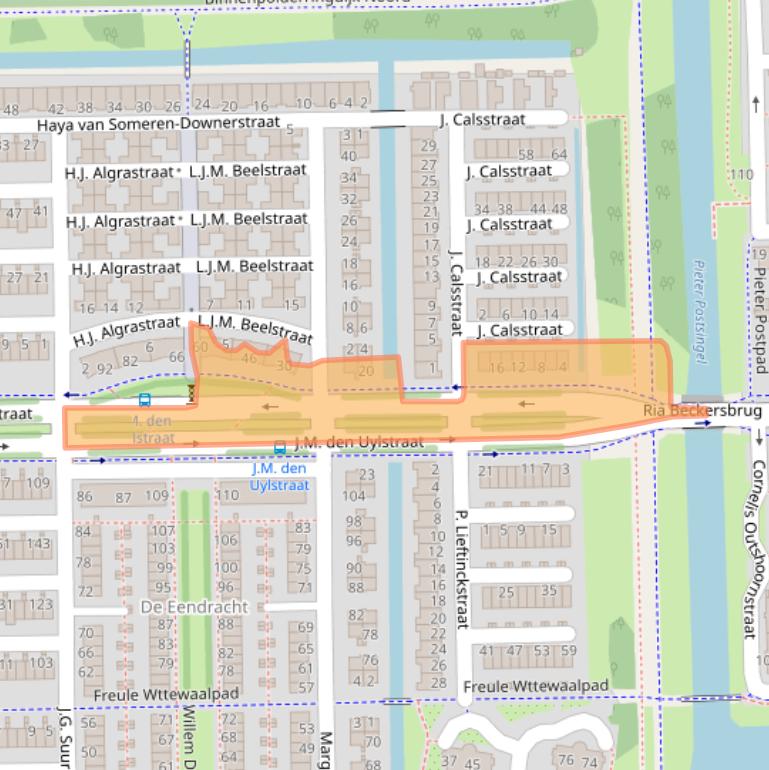 Kaart van postcodegebied 1067WC.