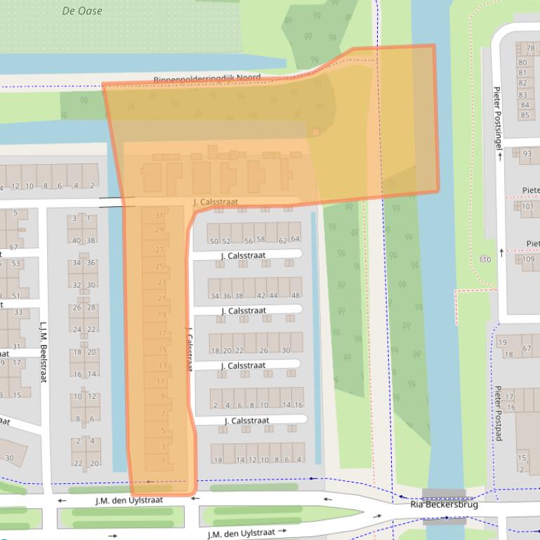 Kaart van postcodegebied 1067WE.