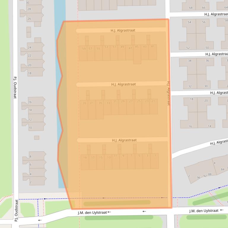 Kaart van postcodegebied 1067WK.