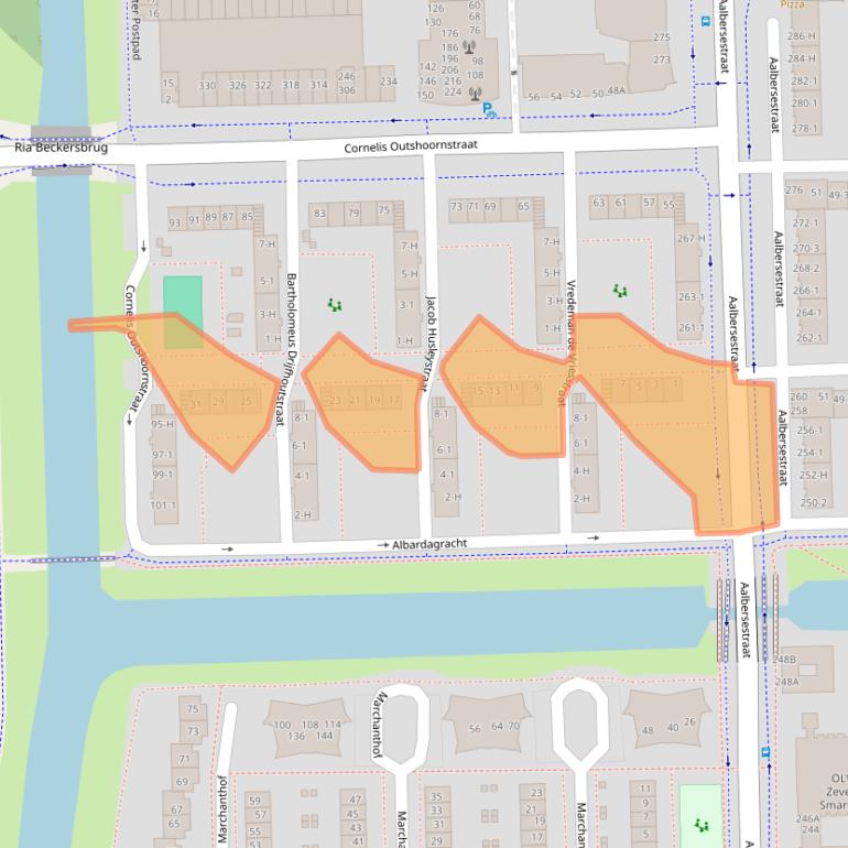 Kaart van postcodegebied 1067XE.