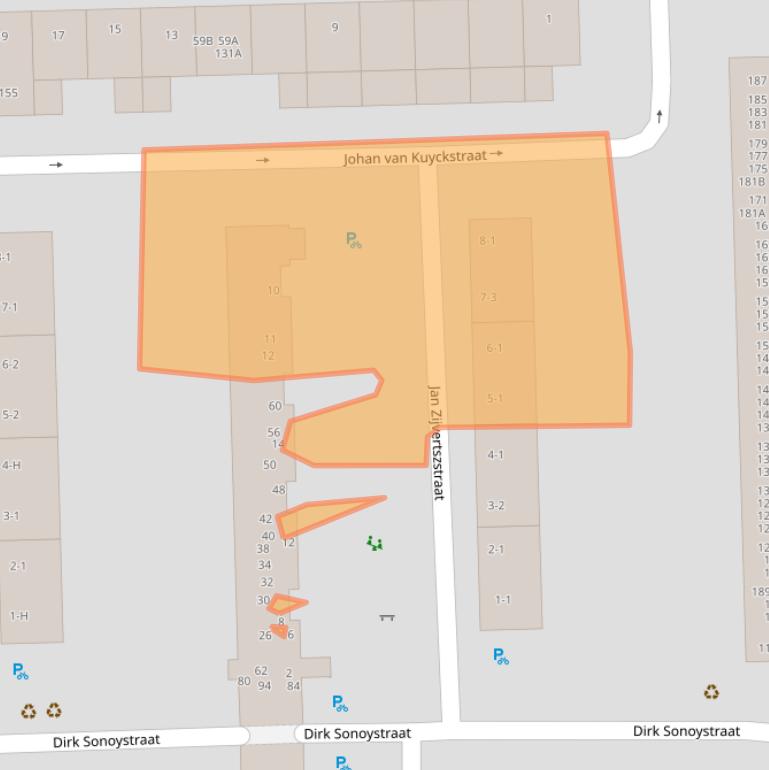 Kaart van postcodegebied 1067XJ.