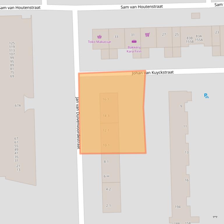 Kaart van postcodegebied 1067XN.