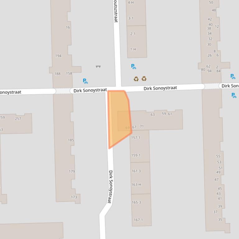 Kaart van postcodegebied 1067XT.