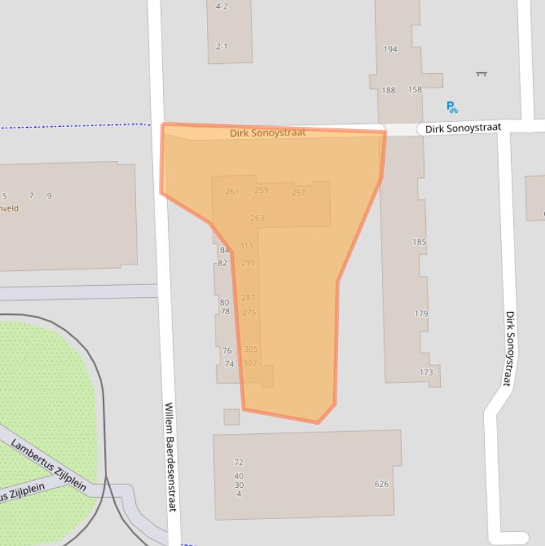 Kaart van postcodegebied 1067ZA.