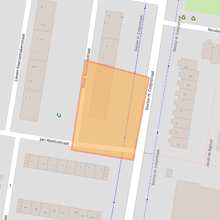 Kaart van postcodegebied 1067ZD.