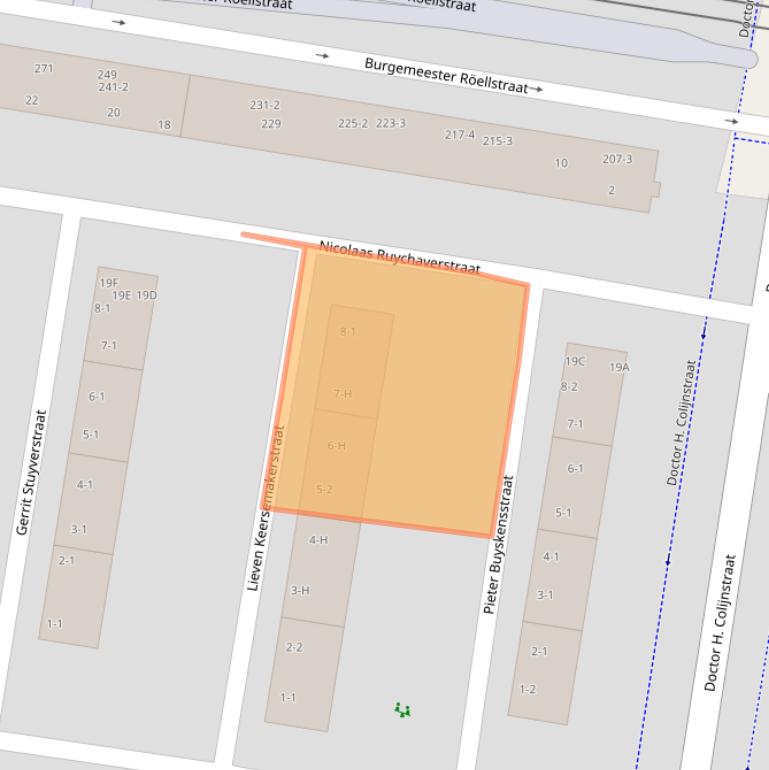 Kaart van postcodegebied 1067ZH.