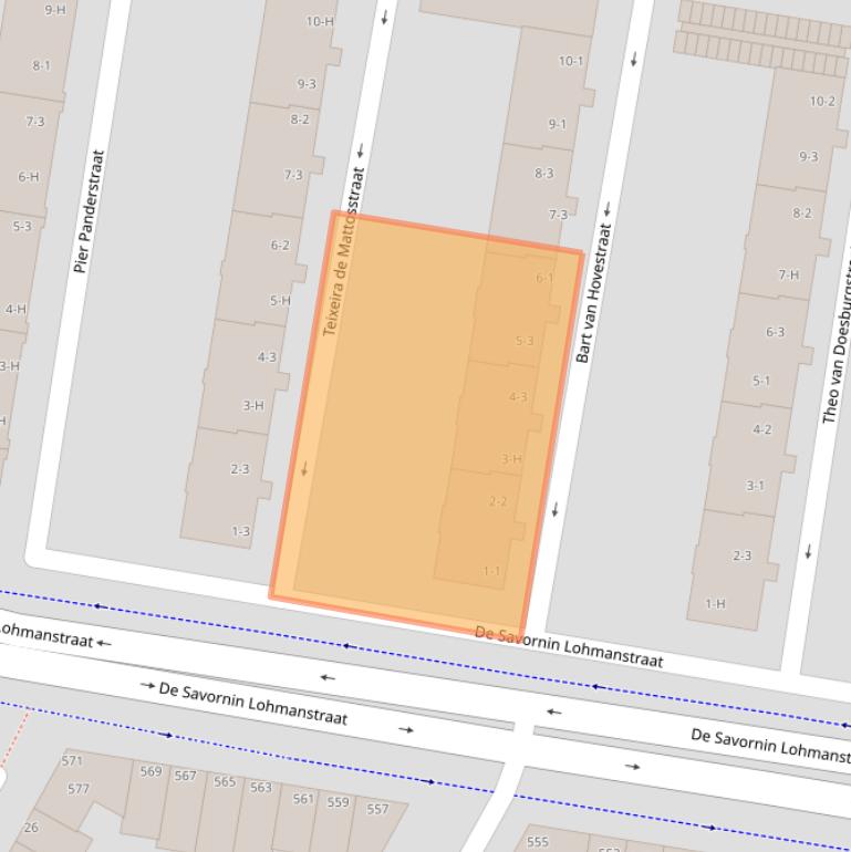 Kaart van postcodegebied 1067ZS.