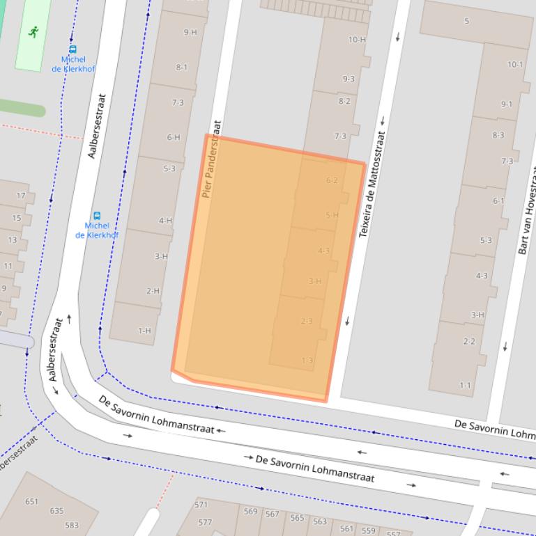 Kaart van postcodegebied 1067ZV.