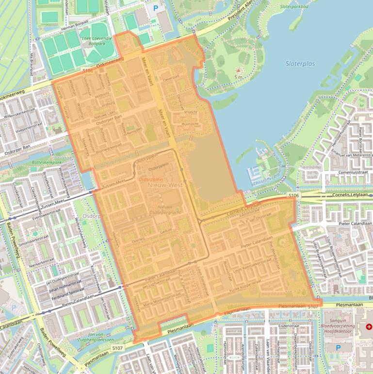 Kaart van postcodegebied 1068.