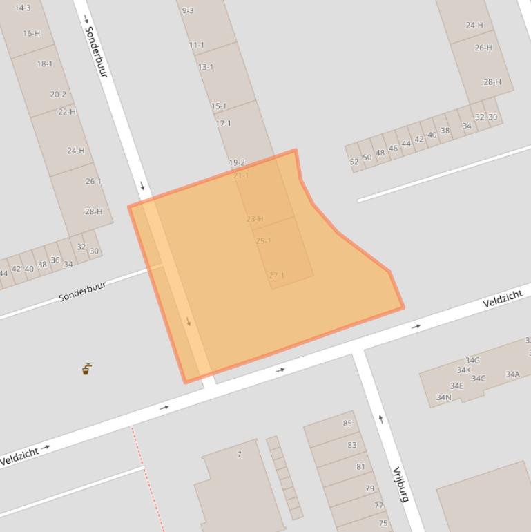 Kaart van postcodegebied 1068AG.