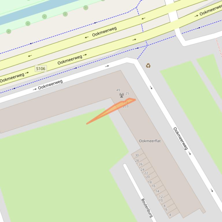 Kaart van postcodegebied 1068AV.