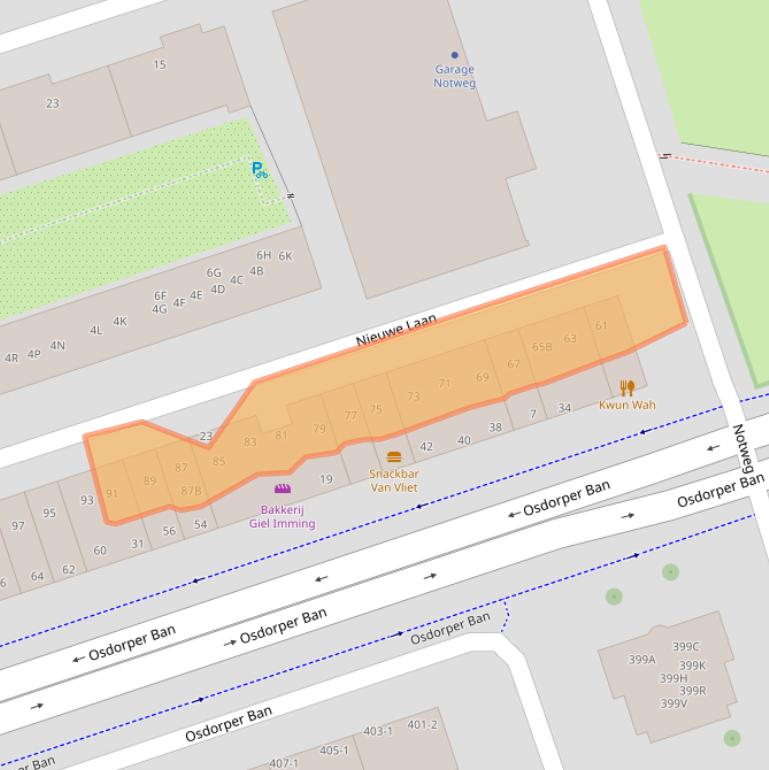 Kaart van postcodegebied 1068CA.