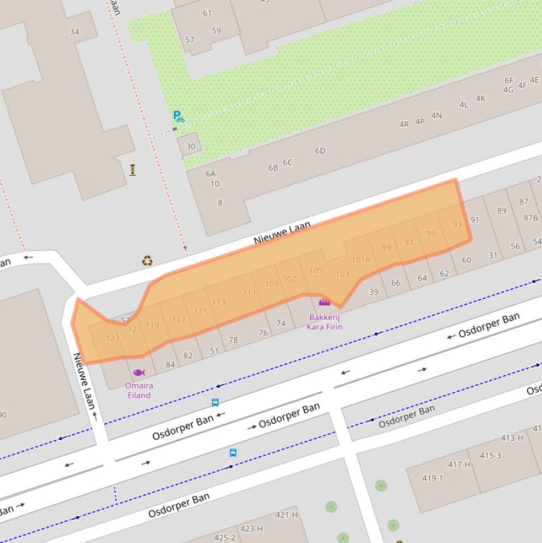 Kaart van postcodegebied 1068CB.