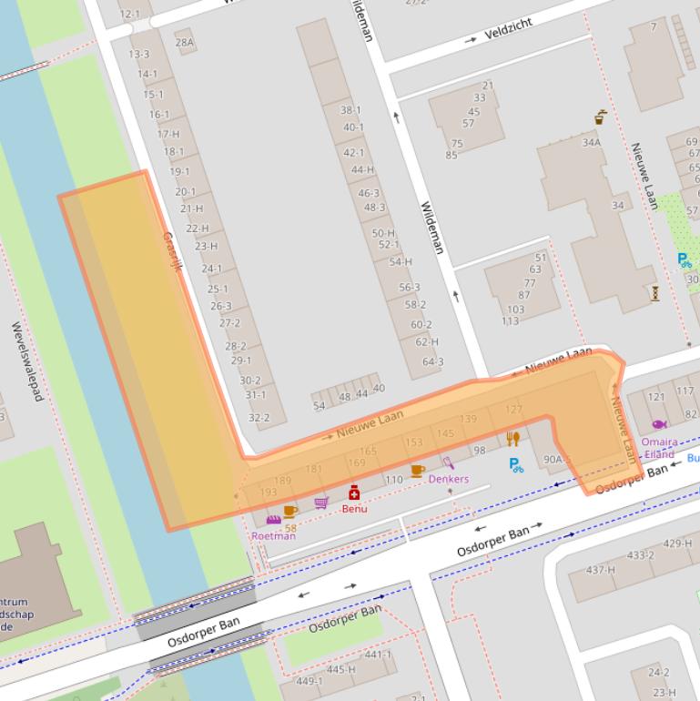 Kaart van postcodegebied 1068CC.