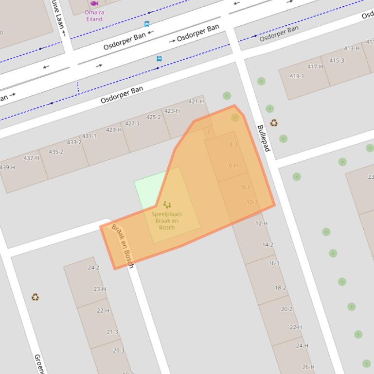 Kaart van postcodegebied 1068DJ.