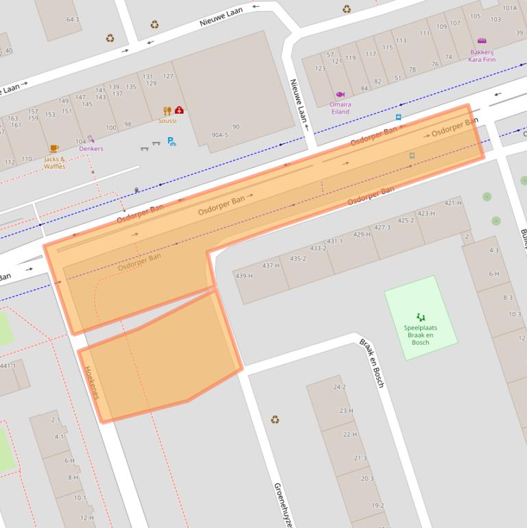 Kaart van postcodegebied 1068DS.