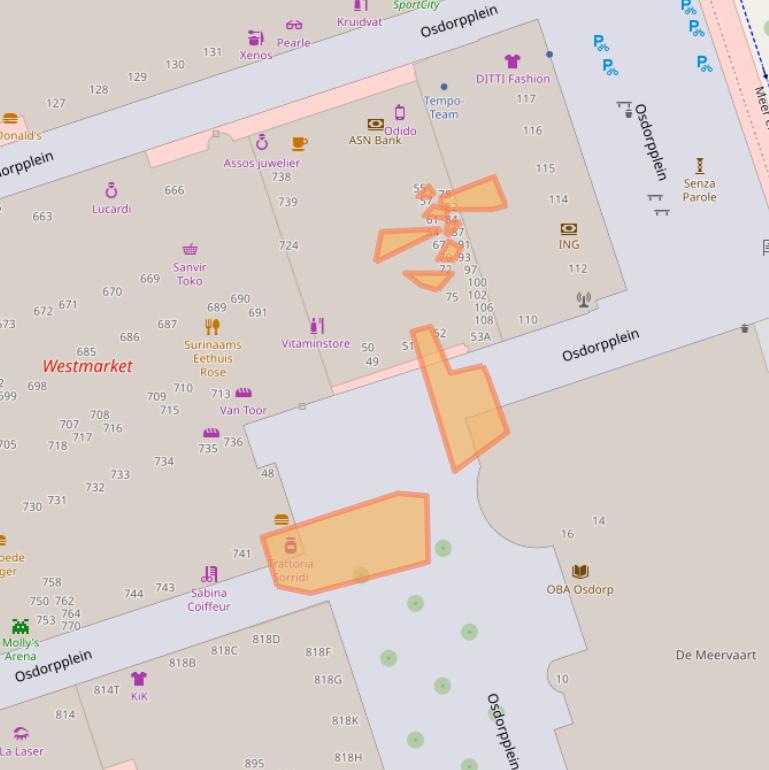 Kaart van postcodegebied 1068EM.