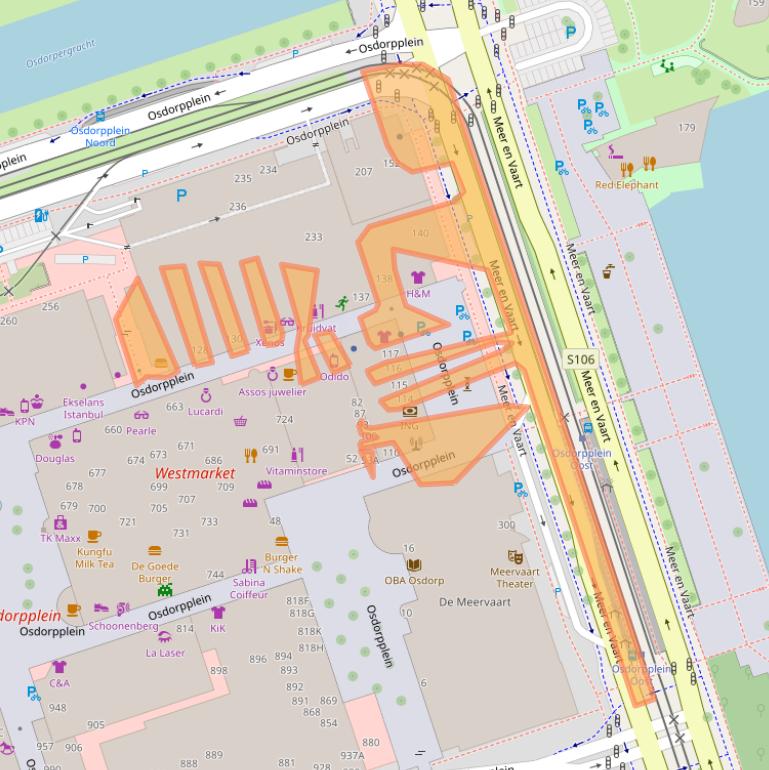 Kaart van postcodegebied 1068EN.