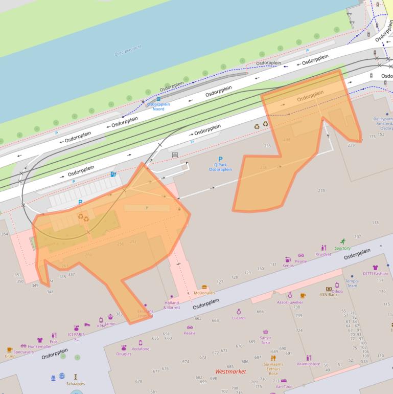 Kaart van postcodegebied 1068ER.