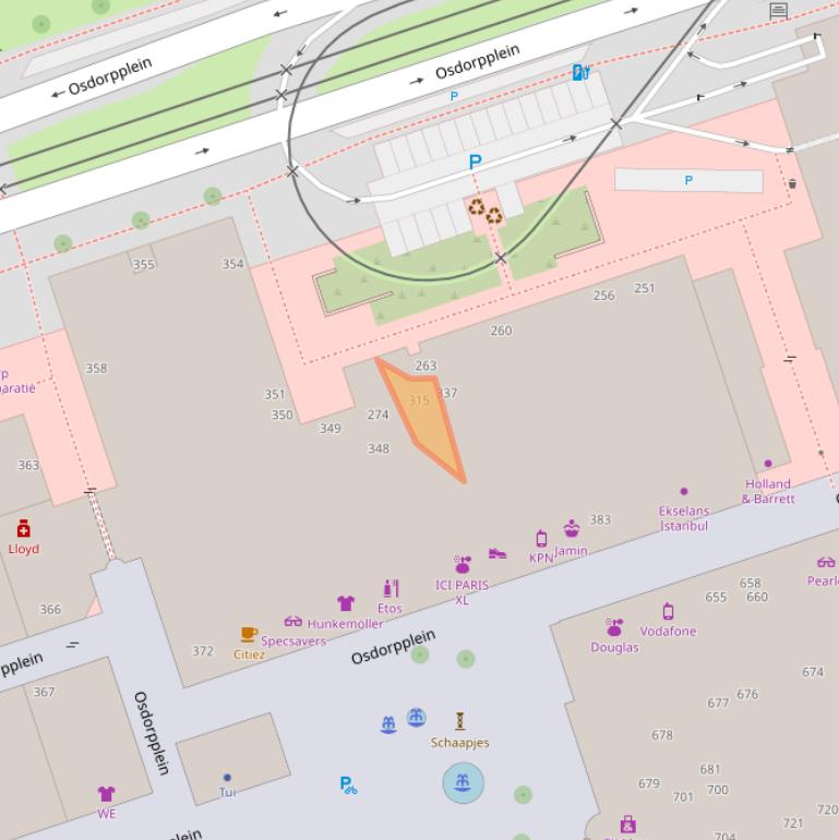 Kaart van postcodegebied 1068ET.