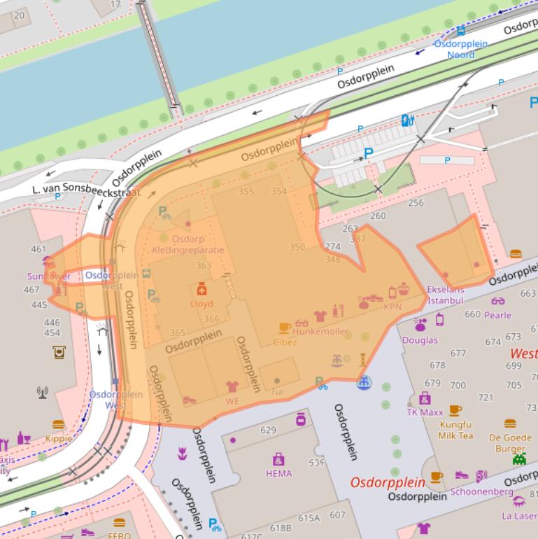 Kaart van postcodegebied 1068EV.