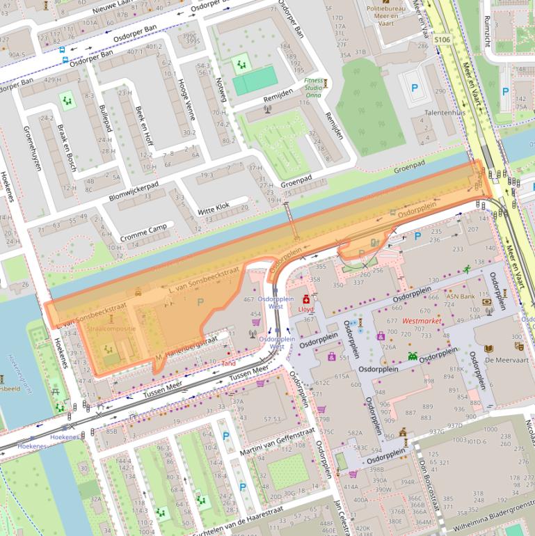 Kaart van postcodegebied 1068EW.