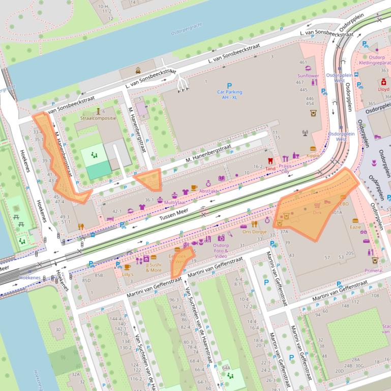 Kaart van postcodegebied 1068EX.