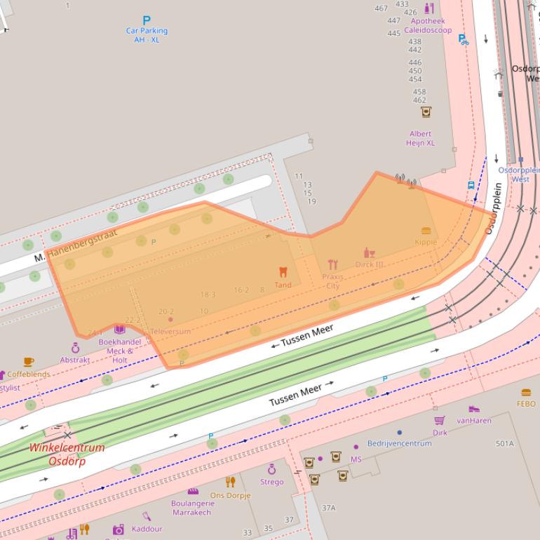 Kaart van postcodegebied 1068GA.