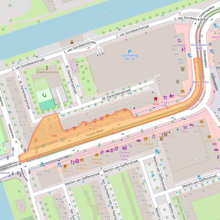 Kaart van postcodegebied 1068GC.