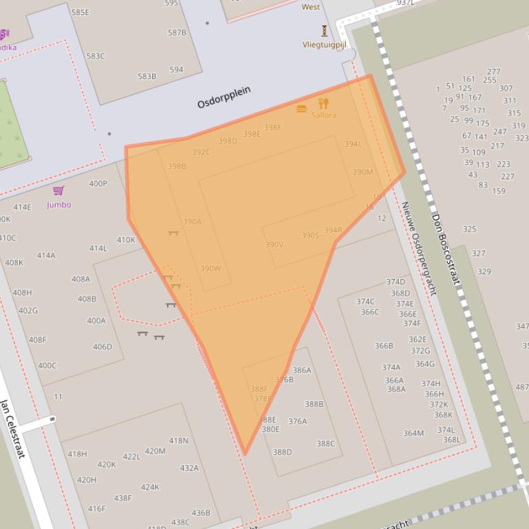 Kaart van postcodegebied 1068GM.