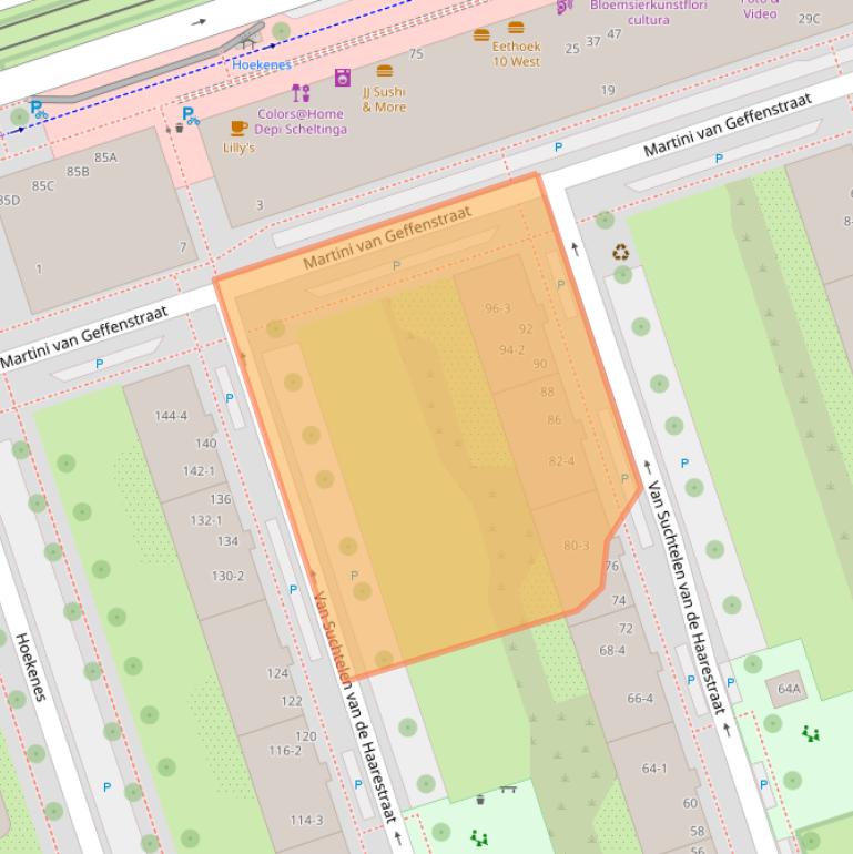 Kaart van postcodegebied 1068GW.