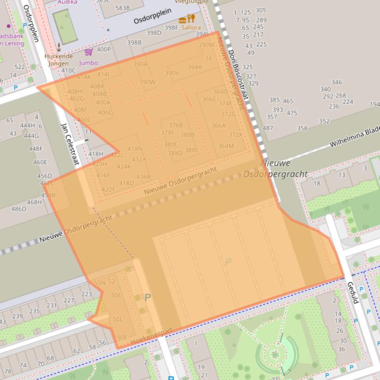 Kaart van postcodegebied 1068HT.