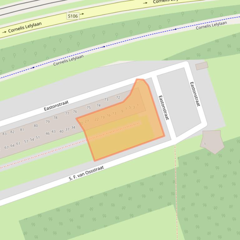 Kaart van postcodegebied 1068HZ.