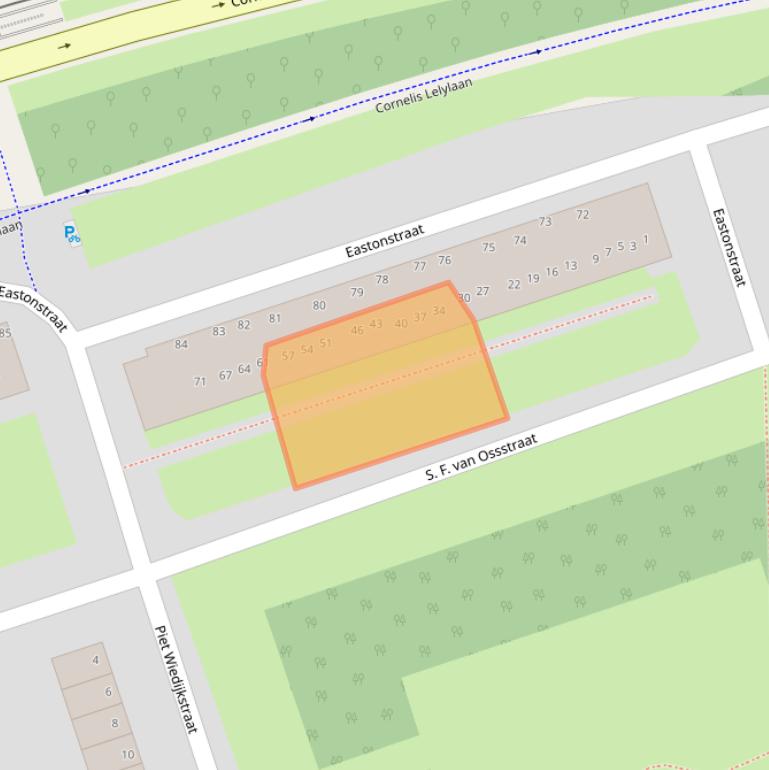 Kaart van postcodegebied 1068JA.