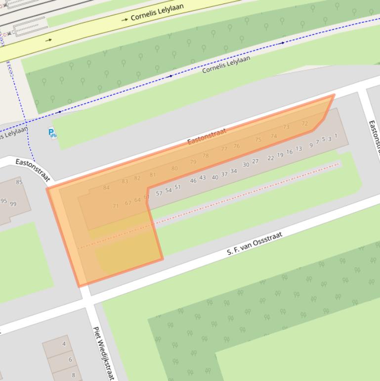 Kaart van postcodegebied 1068JB.