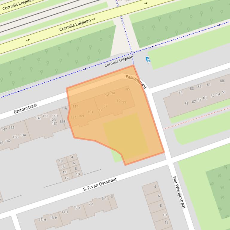 Kaart van postcodegebied 1068JC.