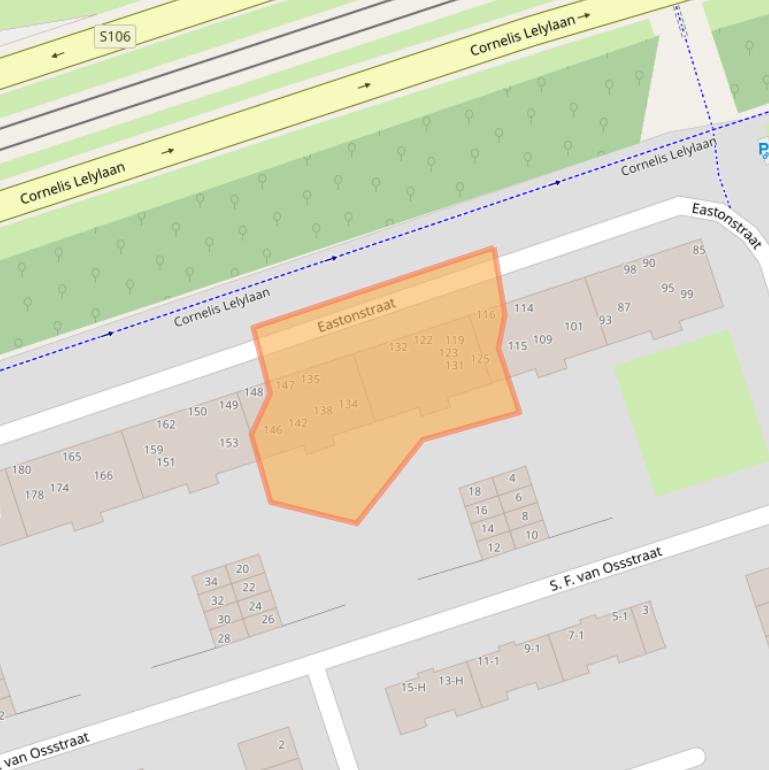 Kaart van postcodegebied 1068JD.