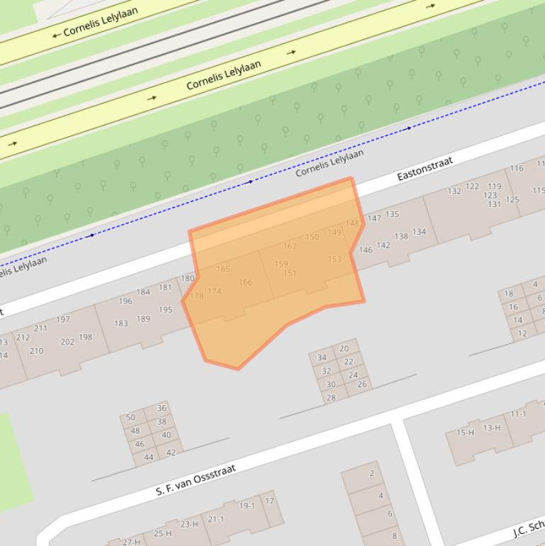 Kaart van postcodegebied 1068JE.