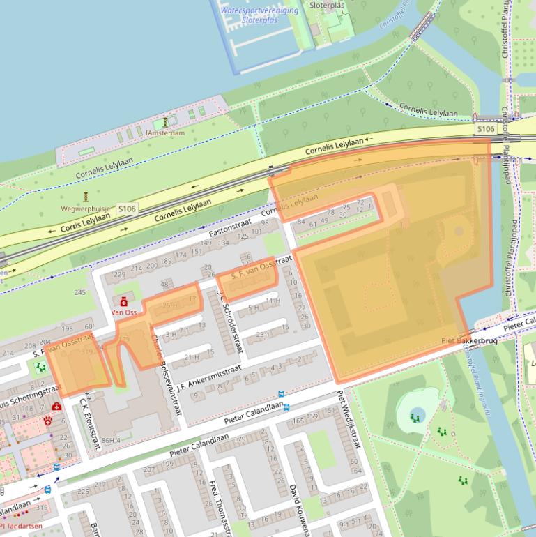 Kaart van postcodegebied 1068JJ.