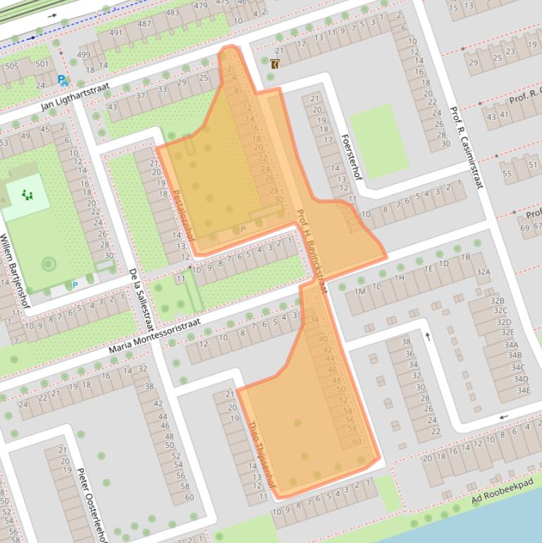 Kaart van postcodegebied 1068KD.