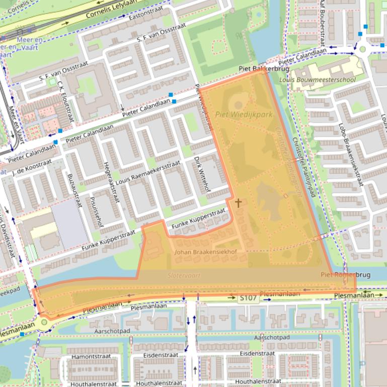 Kaart van postcodegebied 1068KK.