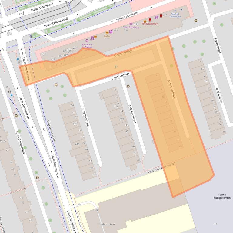 Kaart van postcodegebied 1068KP.