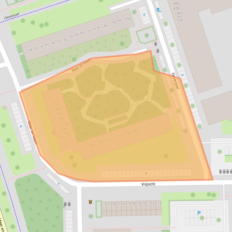 Kaart van postcodegebied 1068KZ.