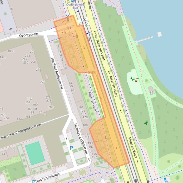 Kaart van postcodegebied 1068LG.