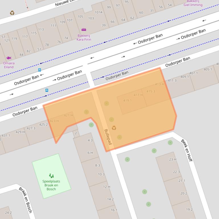 Kaart van postcodegebied 1068MD.