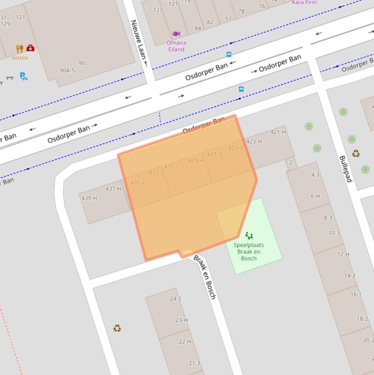 Kaart van postcodegebied 1068ME.